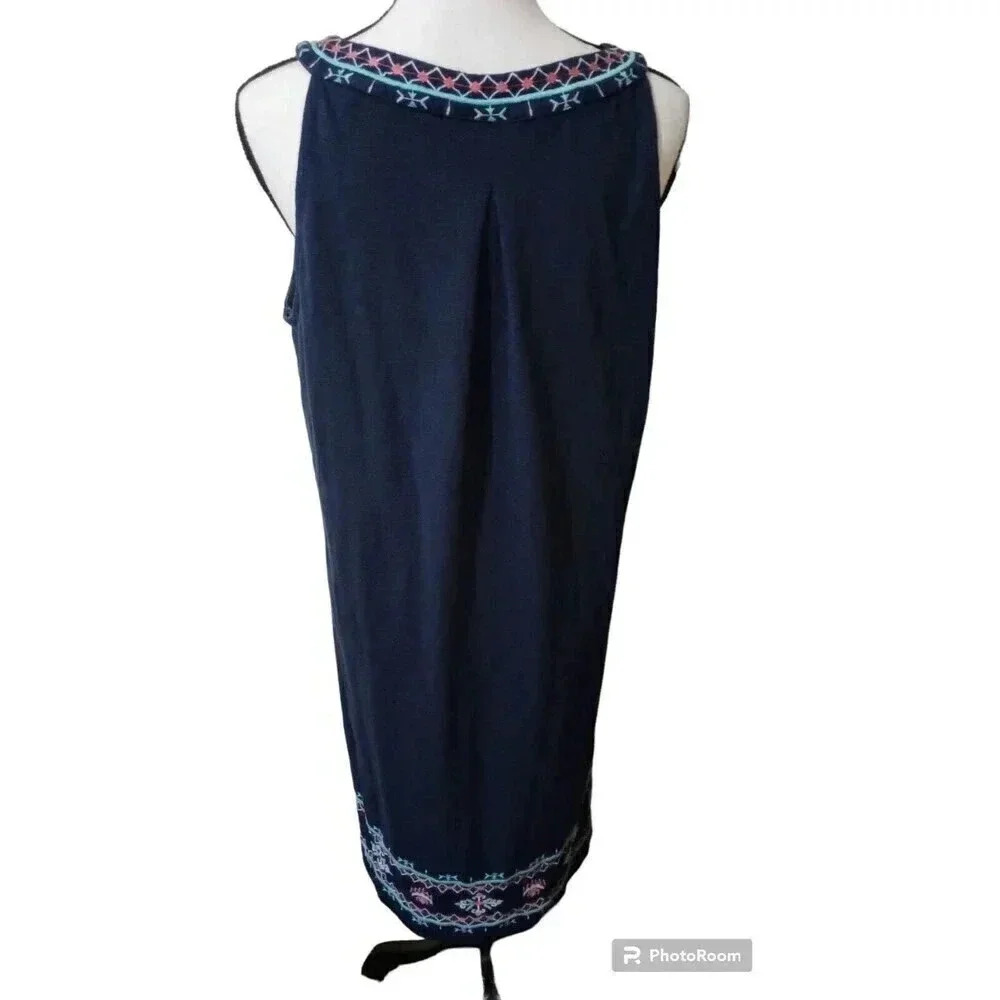 Style & Co Embroidered High Low Sleevess Dress Moroccan Blue Size Medium - Picture 2 of 5